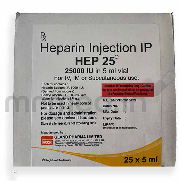 Buy Heparin 25000Iu Injection Online Uses, Price, Dosage, Instructions